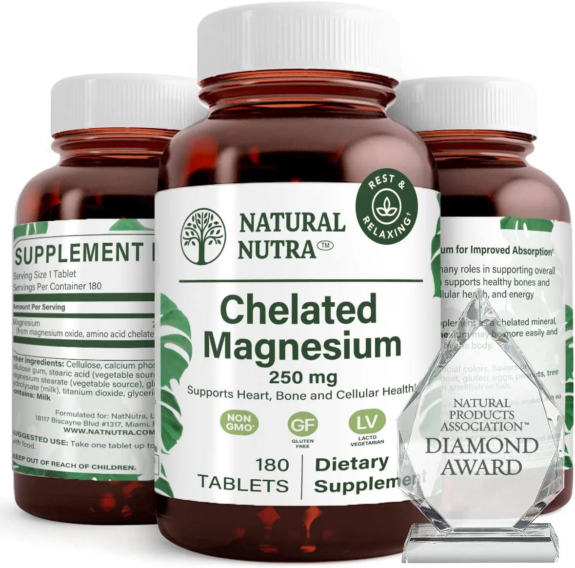 Chelated Magnesium Oxide 250Mg, Promotes Healthy Bones, Dental Health - 90 Tablets