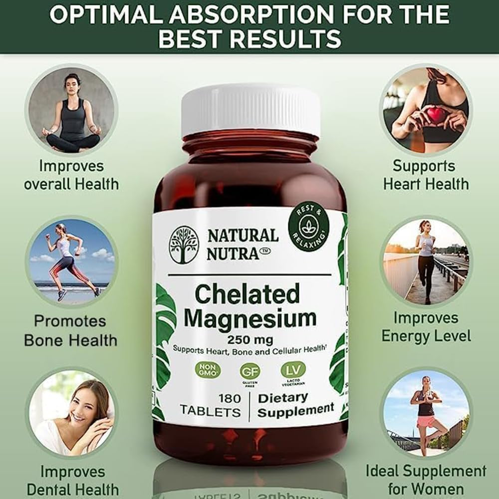 Chelated Magnesium Oxide 250Mg, Promotes Healthy Bones, Dental Health - 90 Tablets