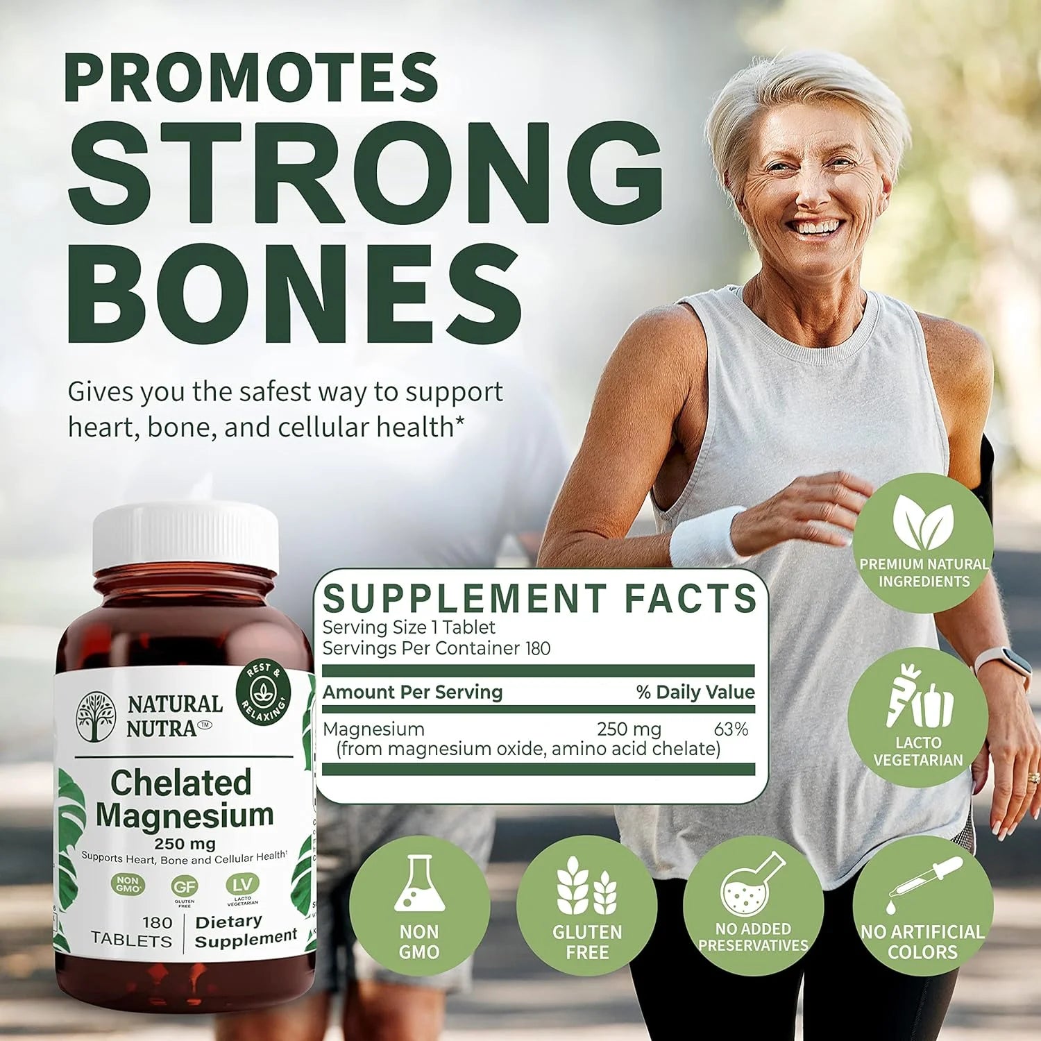 Chelated Magnesium Oxide 250Mg, Promotes Healthy Bones, Dental Health - 90 Tablets